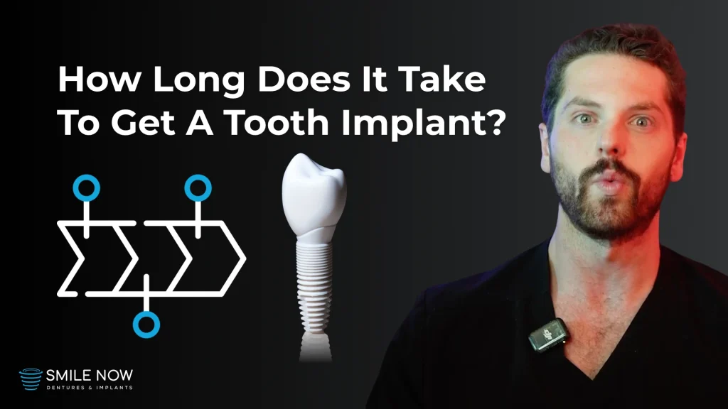 Thumbnail for a video that answers the question "how long does it take for a tooth implant?"